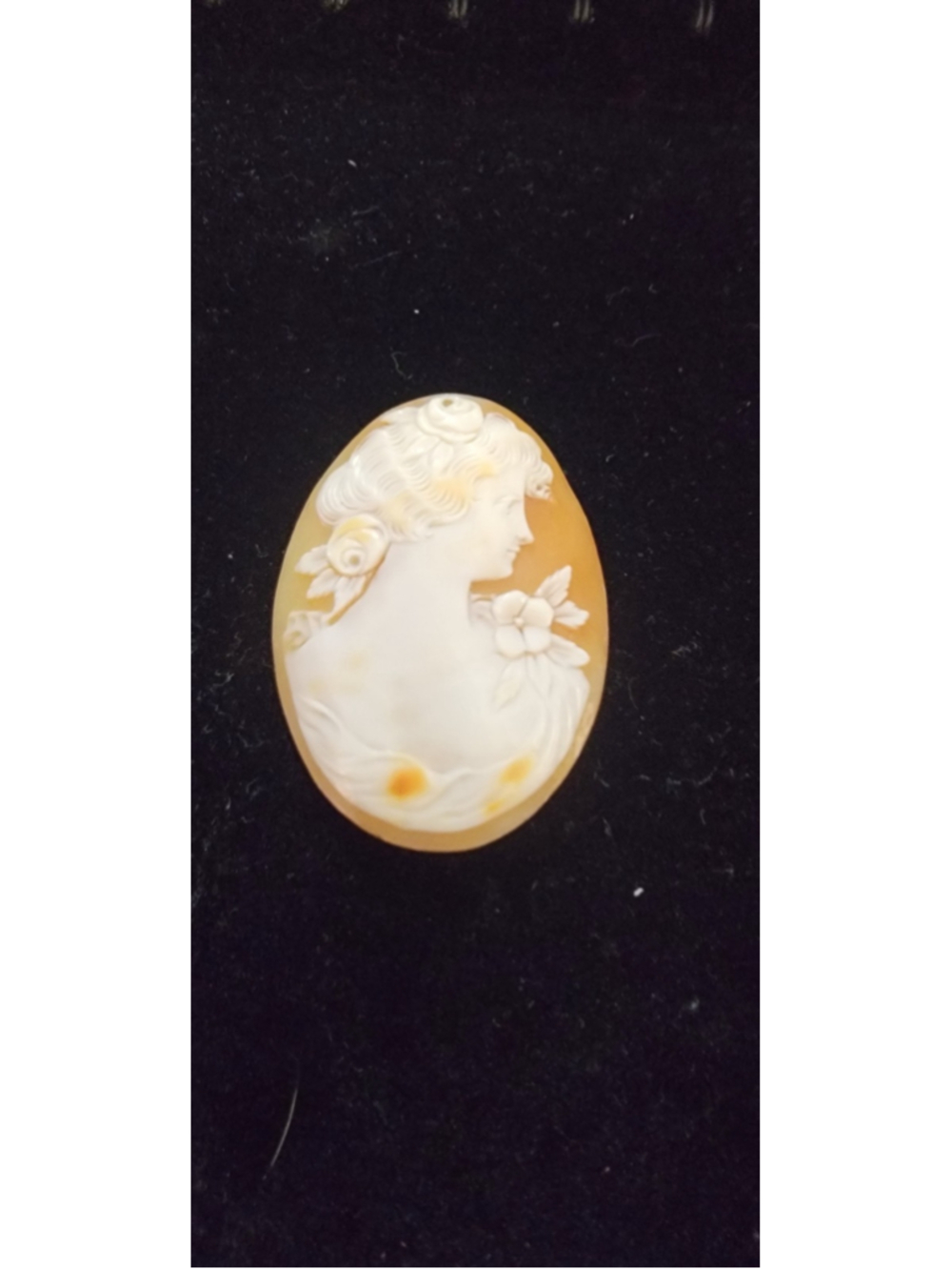 Vintage Hand Carved Shell Cameo Lady Portrait Floral 1.5” Jewelry Cabochon Real